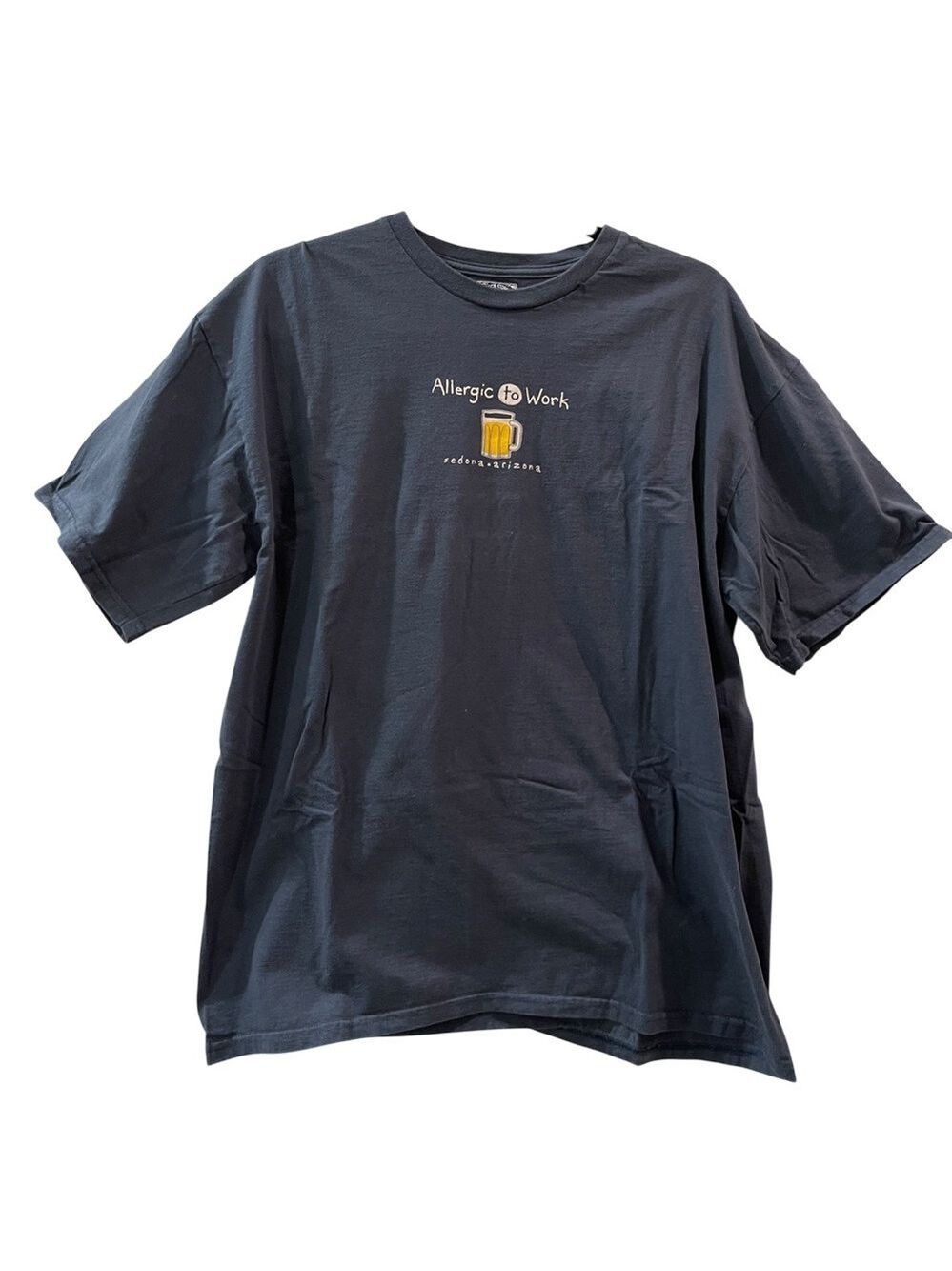 The Duck Company Mens Allergic To Work Sedona Arizona T-shirt Blue Men’s Size XL
